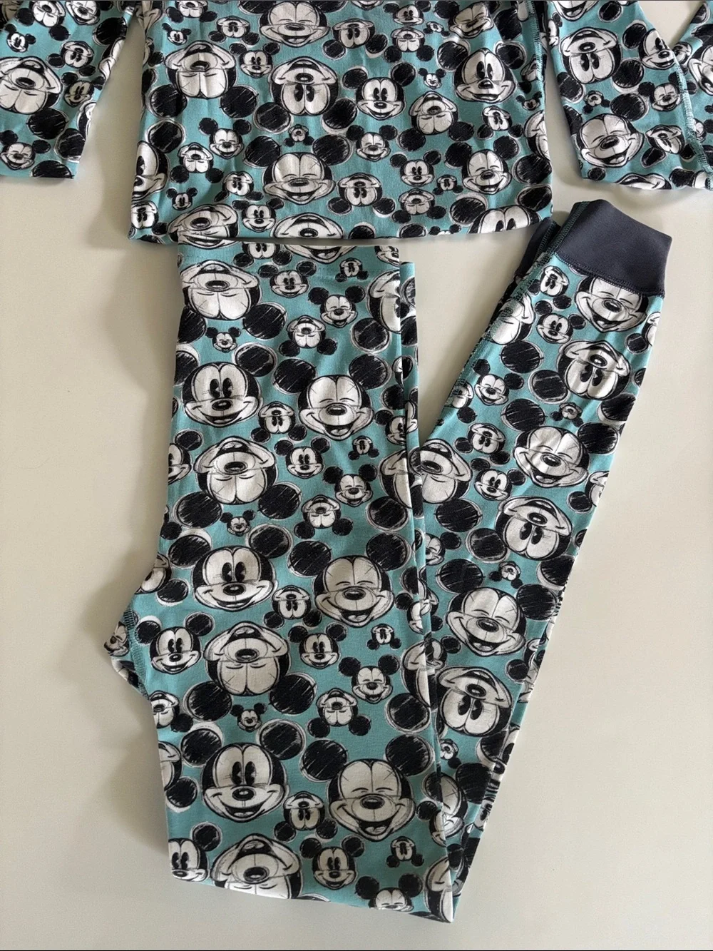 Hanna Anderson Disney Teal and Black Mickey Mouse Pajama Set